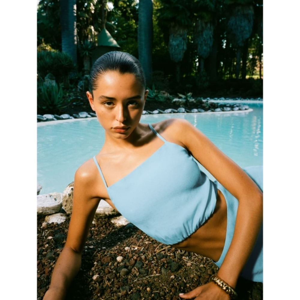 Reformation 'Kiwi' Turquoise Blue Asymmetrical Cutout High Slit Maxi Dress 10 - Picture 14 of 16